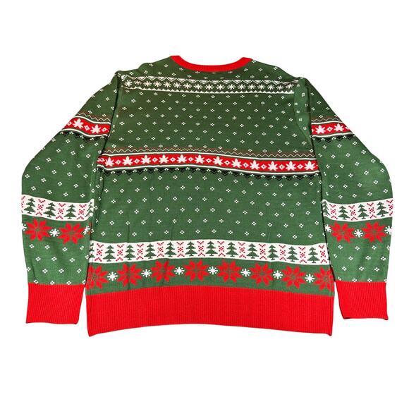 Cheech and Chong Sweater Mens Medium Green Red Holiday Ugly Christmas Festive - Picture 2 of 12